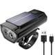 thumbnail image 1 of Faro solar para bicicleta con carga USB, lámpara LED impermeable de 250LM para bicicleta con bocina, 1 of 9