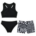 thumbnail image 3 of YONGHS Kids Girls Flower Printed Swim Trunks with Top Set Rashguard Swimsuit 3 Pieces Bathing Suit Black-A 6, 3 of 5