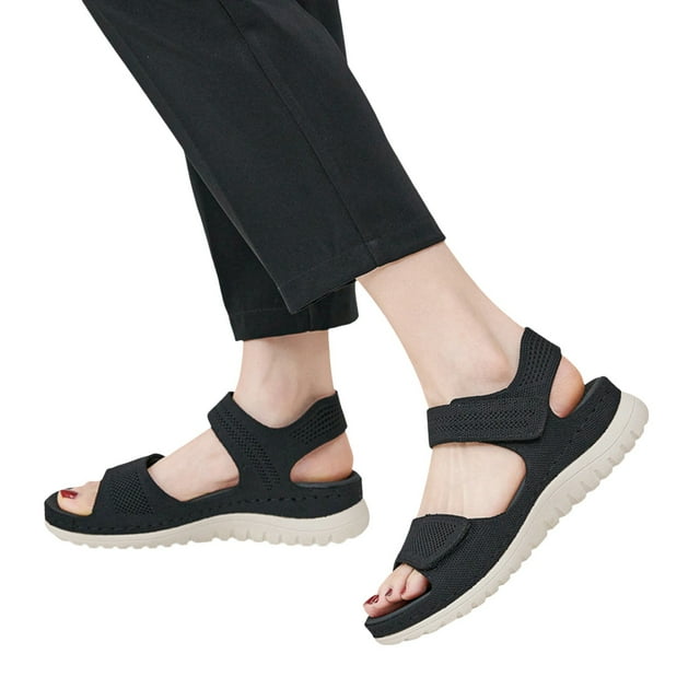 IUJSOY Walking Sandals for Women Lightweight Mesh Open Toe Comfort Footbed Platform Beach Shoes