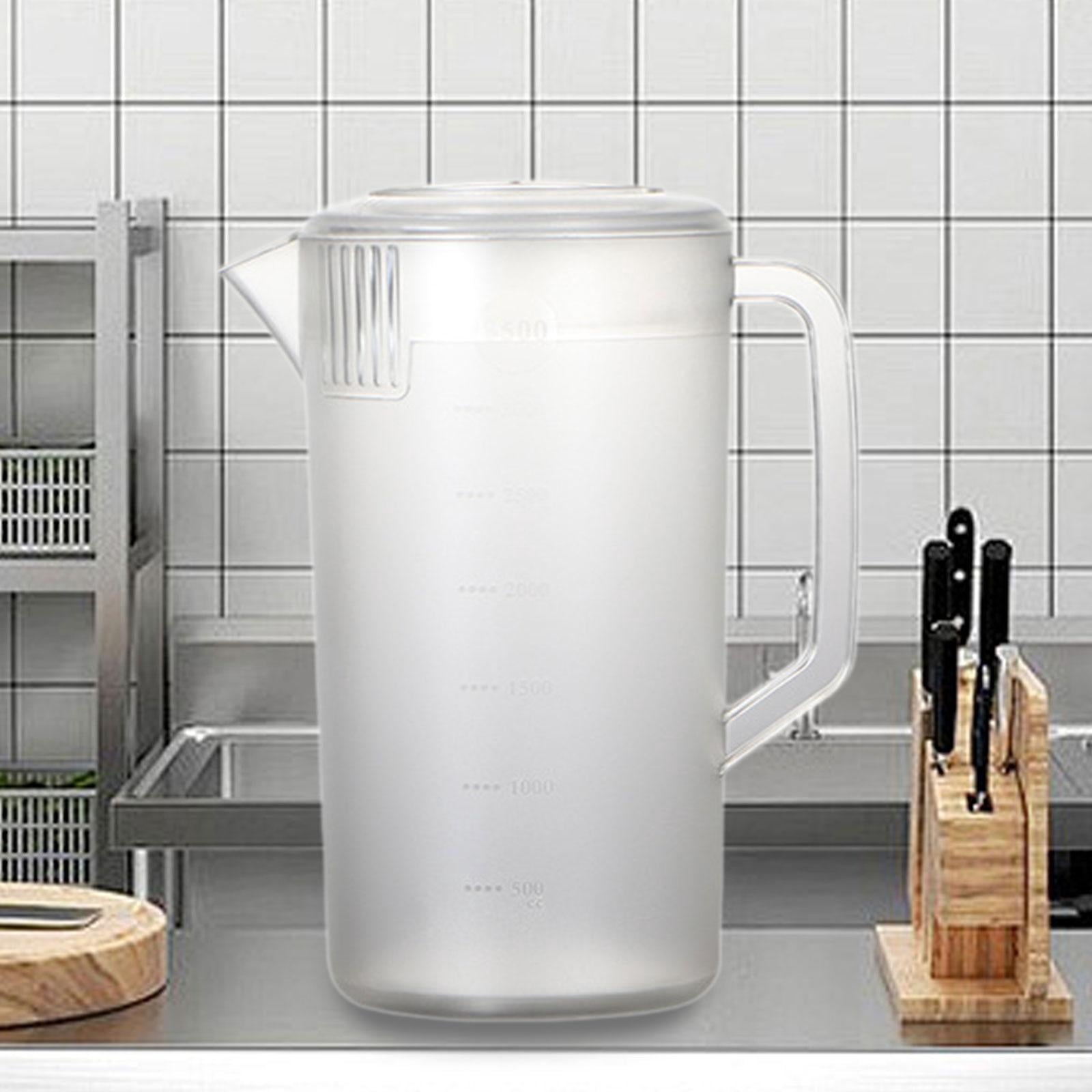 Fiocias Pitcher with scale, portable water pitcher, beverage pot, kettle for restaurant, 3500ml Clear
