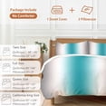 thumbnail image 6 of 3 Piece Turquoise Gray Ombre Duvet Cover Set Full Size,Microfiber Comforter/Quilt Cover with Corner Ties and 2 Pillowcases,Farmhouse Teal Gradient Modern Art All Season Bedding with Zipper Closure, 6 of 8