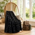 thumbnail image 5 of Black Cat Embroidered Faux Fur Throw Blanket, Cozy Warm Fall Halloween Decorative Comfort Lightweight Blanket for Couch Sofa Bedroom, Ideal Seasonal Gift Home Decorative Accent, 5 of 15