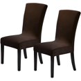thumbnail image 1 of Velvet Chair Covers for Dining Room Set of 2, Stretchy Dining Chair Covers, Washable Kitchen Chair Slipcovers, Classy Decor for Home and Banquet (Chocolate, 2 Pack), 1 of 7