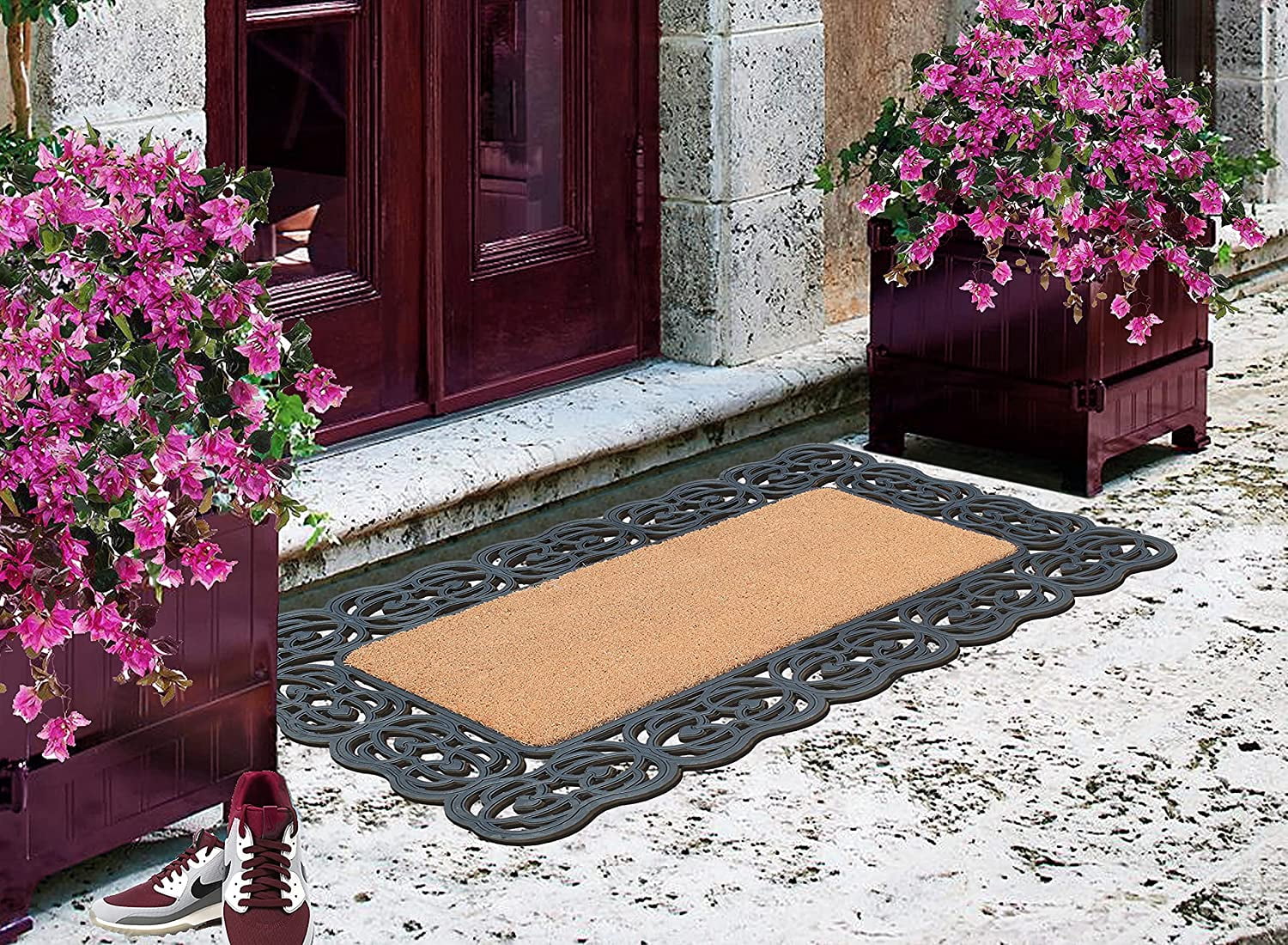 A1HC Natural Coir and Rubber Large Door Mat, 22x48, Thick Durable Doormats for Indoor Outdoor Entrance, Heavy Duty, Thin Profile Door Mat