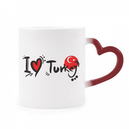 

I Love Turkey World Flag Heart Heat Sensitive Mug Red Color Changing Stoneware Cup