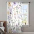 thumbnail image 4 of Purple Yellow Floral Sheer Curtains 72 Inches Long, Watercolor Wildflowers Botanical Light Filering Curtains, Breathable Simi Curtain Privacy Drapes for Living Room Bedroom Window Treatment, 4 of 9