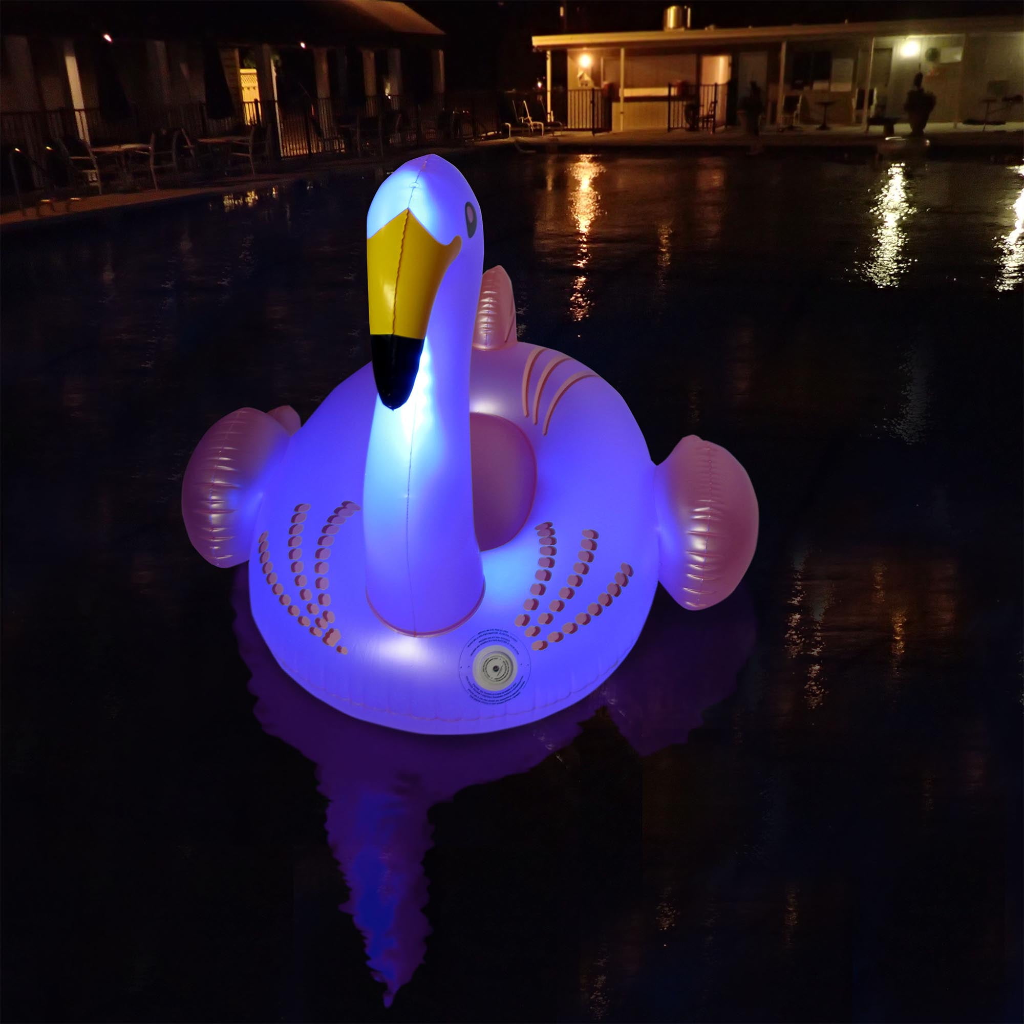 Swimline Giant Inflatable RideOn Color Changing LED Light Up Flamingo