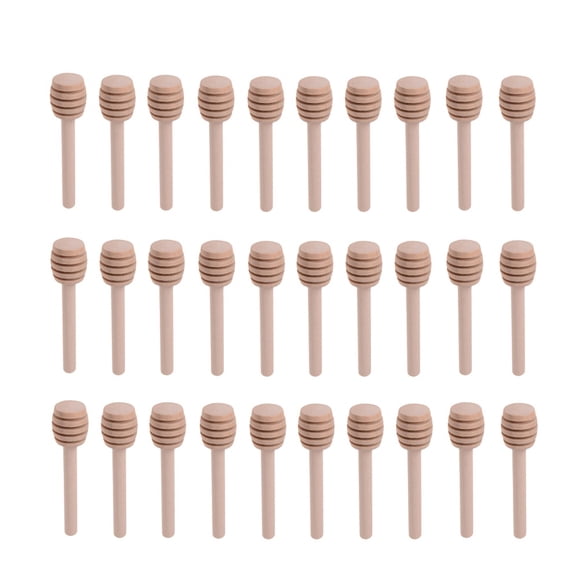 30pcs 8cm Long Mini Wooden Honey Stick Honey Dippers Honey Spoon Stick for Honey Jar