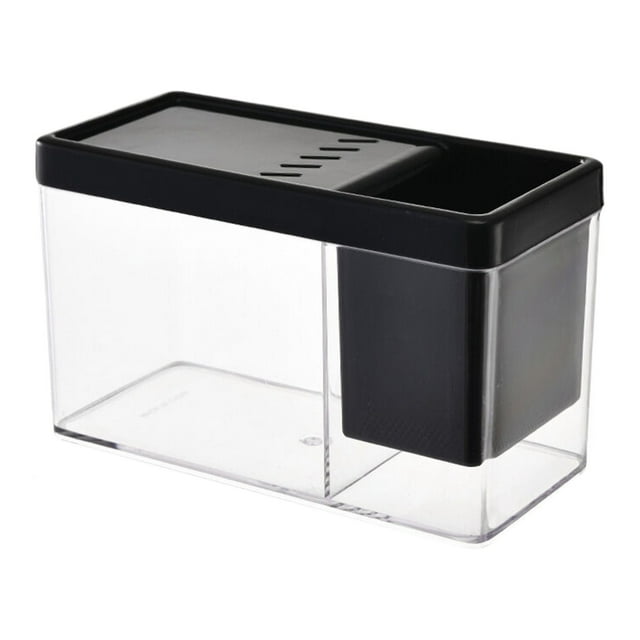 BINGLI Mini Betta Fish Aquarium, Multi-Purpose Desktop Office Tank, 0.2 Gallon Plastic Gold Fish Tank - Create Different Desktop Landscape (Black)