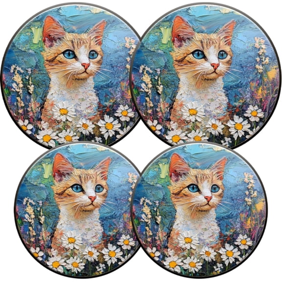 Gas Stove Burner Cover,Electric Stove Top Protector,Easy to Clean,Cat's Serene Moment in a Floral Landscape