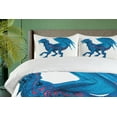 thumbnail image 4 of Ambesonne Dragon Duvet Cover Sets, Wild Creature with Wings, 2-Queen, Dark Coral Sea Blue, 4 of 7