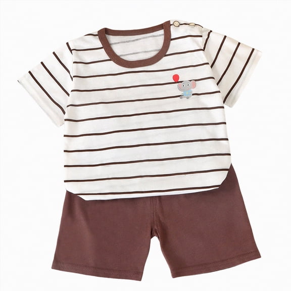HCNTES Baby Girl Boy Toddler Kid Summer Outfits Sets Short Sleeve T-shirt Elastic Waist Shorts 2 Piece Short Set Summer Pjs For 2t 3t 4t 5t 6t 7t Children(H01-White,18-24 Months)
