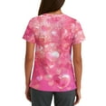 thumbnail image 3 of Valentine Scrub Top for Women Plus Size Casual V Neck Cute Love Hearts Graphic Scrubs Hoilday Short Sleeve Scrub Shirts Nursing Uniform Medical Nurse Workwear with Pockets Purple Pink 4XL, 3 of 5