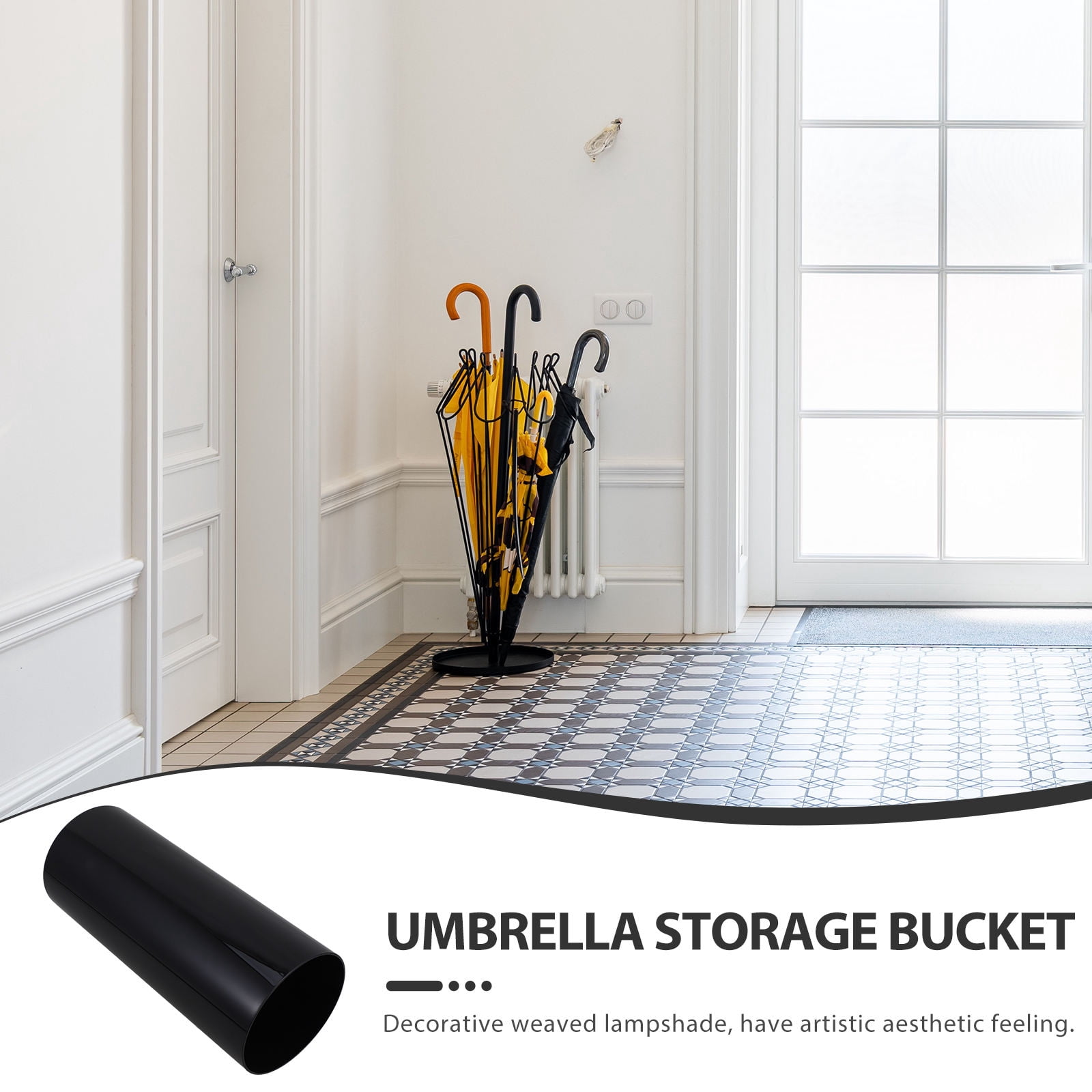OUNONA Hemoton Umbrella Holder Round Walking Sticks Stand Rack Freestanding Rain Collection Organizer 13.76 inch Storage Bin for Entryway