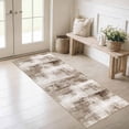 thumbnail image 3 of Washable Kitchen Runner Rug 60" x 22", Modern Abstract Textured Area Rug, Neutral Soft Low Profile Non Slip Kitchen Runner Rug for Kitchen, Hallway & Laundry Room, Brown, 3 of 6