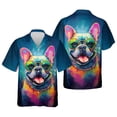 thumbnail image 3 of Hippie French Bulldog Portrait oil painting Watercolor Tie-dye Vintage Hawaiian Shirt Breathable Summer Unisex Merch Dog Lover Gifts - 00015, 3 of 6