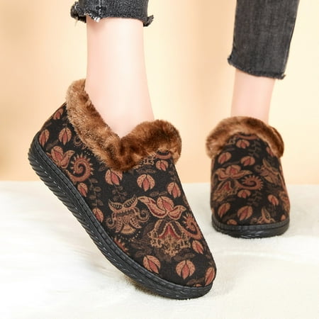 

MIASHUI Fashion Winter Women Snow Boots Flat Soft Bottom Non Slip Plush Warm And Comfortable Flowers Casual Style Autumn Winter Casual Shoes for Women