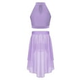 thumbnail image 2 of TSSOE Girls Lyrical Contemporary Dance Dress Sleeveless Crop Top with High Low Sheer Skirt Two Piece Outfit Lavender 12, 2 of 3