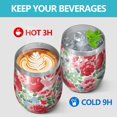 thumbnail image 4 of 12oz Stemless Wine Tumblers Pioneer Flower Vacuum Insulated Stainless Steel Travel Tumbler Cups Mug with Lid and Straw for Champaign,Cocktail,Beer with Cleaning Brush, 4 of 5