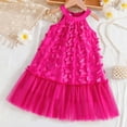 thumbnail image 2 of Auroural Summer Dresses For Girls Size 8-10 Girls Fashionable Solid Color Hanging Neck Three-dimensional Bow Mesh Dress 9 Years, 2 of 5