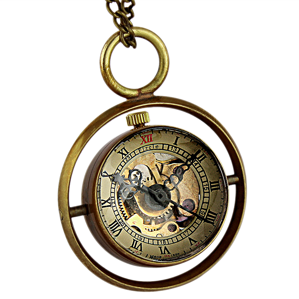 Unisex Mens Ladies Mechanical Pocket Watch Ball Black Hands Pendant