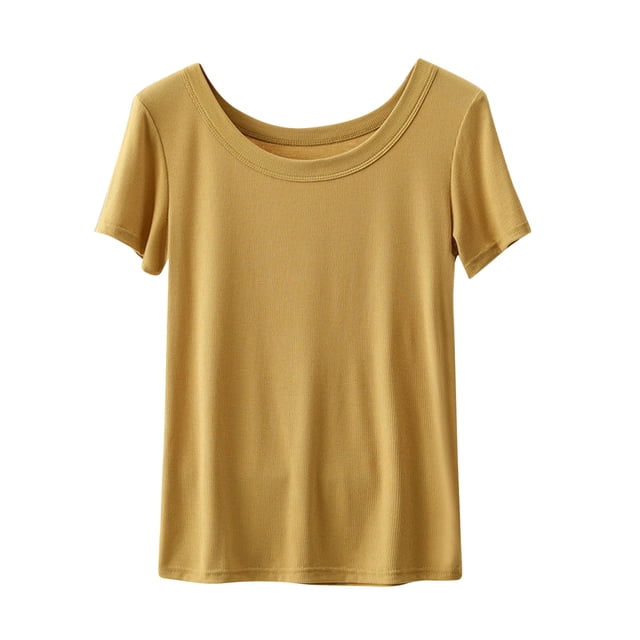 Birdeem Blouses pour Femmes Décontractées et à la Mode Couleur Unie Manches Courtes Col Rond Haut