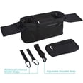 thumbnail image 3 of Organizador universal para cochecito con portavasos, organizador para cochecito de bebé con bolsa de almacenamiento adicional y correa para el hombro, bolsillos para teléfono, llaves y jugue, 3 of 5