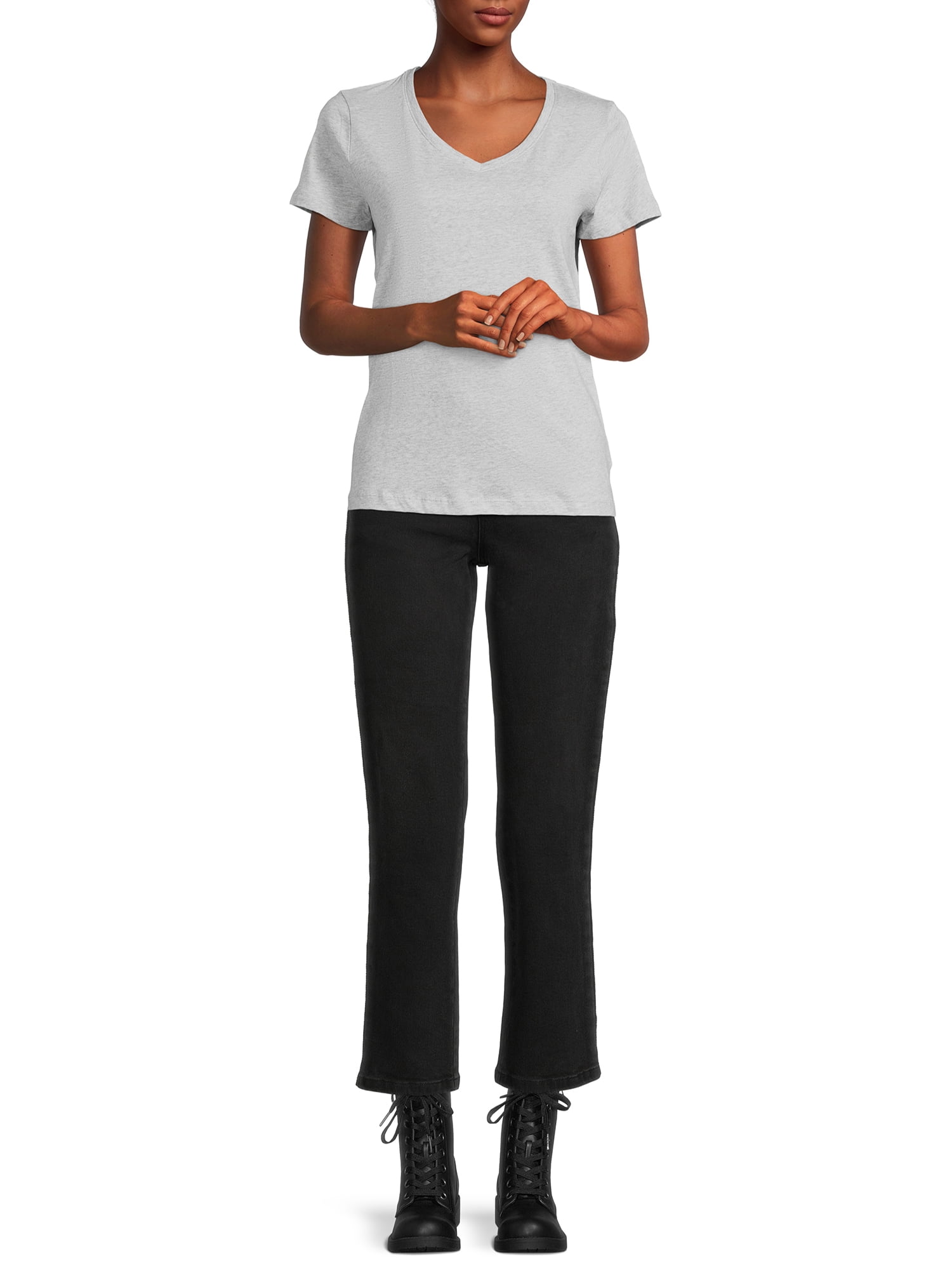 Time and Tru Women's Cotton V-Neck T-Shirt