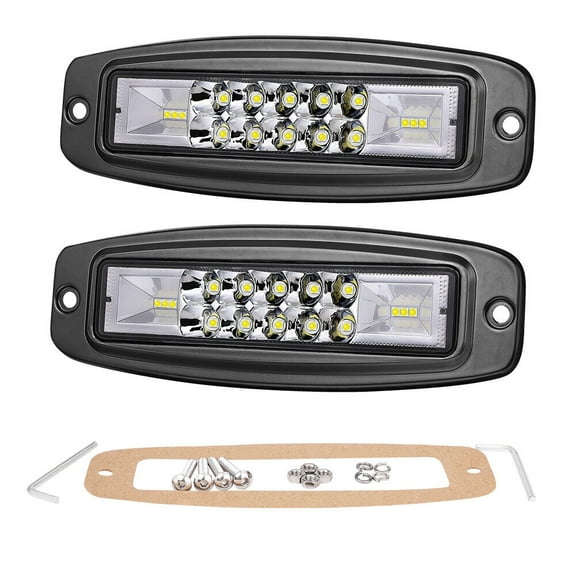 2x 7" 80W Flush Mount LED Work Light  Pods Flood Combo Beam Offroad ATV UTV
