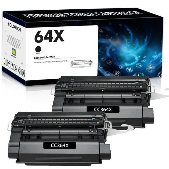Colorich 2-Pack Compatible Toner Cartridge for 64X CC364X LaserJet P4015n P4015x P4515n P4515x Printer Ink (Black)