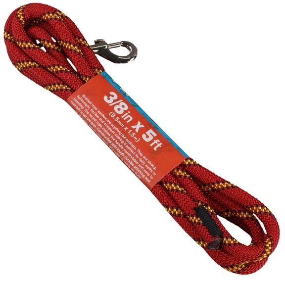 3/8 Red w/ Yellow & Black Tracer Rope Leash