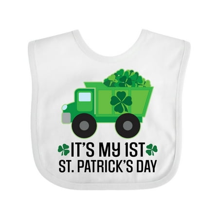 

Inktastic 1st St Patricks Day Construction Truck Shamrocks Gift Baby Boy Bib