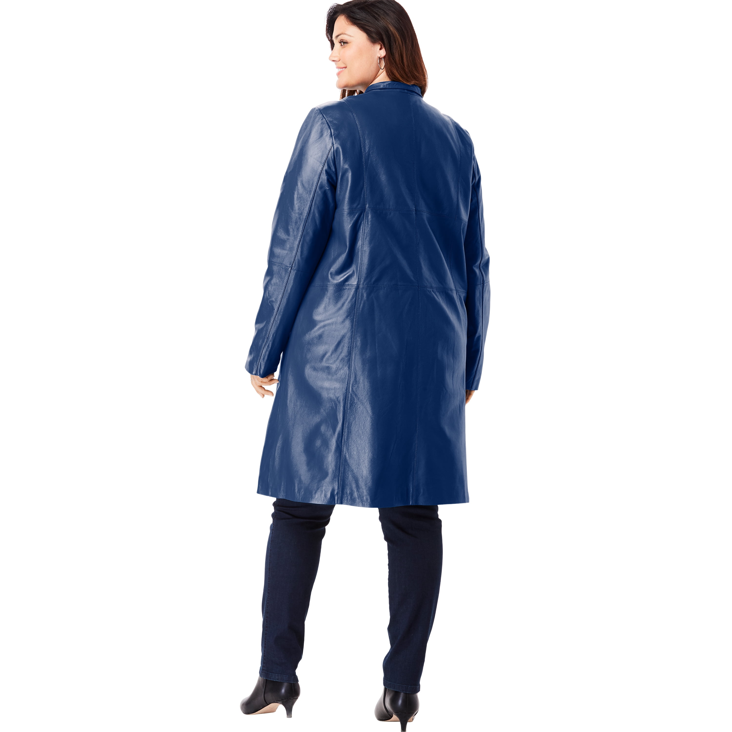 Jessica London Women's Plus Size Leather Swing Coat Leather Jacket 