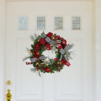 Northlight Pre-Lit Plaid and Houndstooth Artificial Christmas Wreath - 24" - Warm White Lights