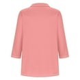 thumbnail image 2 of fatyb Womens 3/4 Sleeve V Neck Tops with Collar Solid Color Casual T Shirts Dressy Summer Loose Tees, 2 of 4