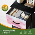 thumbnail image 5 of 4 Drawer Vertical Storage Dresser Hand painted watercolor clouds print an allover with Wood Top Fabric Pull Drawers, 5 of 8