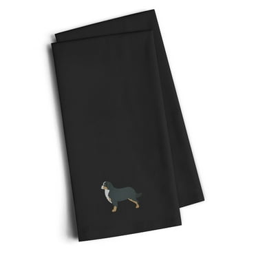 Bernese Mountain Dog Black Embroidered Towel Set of 2