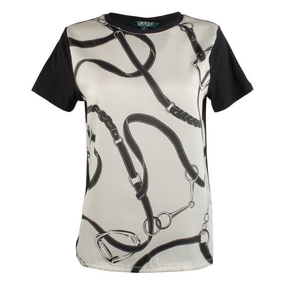 Women's Petite Stirrup Belt Print Shirt-B-PXS