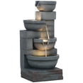 thumbnail image 1 of Outsunny Outdoor Water Fountain with LED, Cascading Bowls Waterfall, Grey, 1 of 10