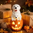 thumbnail image 4 of Halloween Pumpkin Dog Figurine Light, Cute Dog with Pumpkin Resin Lamp, Spooky Tabletop Decor for Home Shelf Party (9.06x5.51x5.51in), 4 of 8