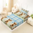 thumbnail image 4 of Erosebridal Highland Cow Twin Sheet Sets, Groovy Floral Bedding, Blue Buffalo, 3 Pieces, 4 of 5