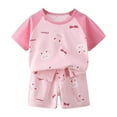 thumbnail image 1 of Fshinging Boys Matching Sets Girls Summer Cartoon Rabbit Bear Car Printed Short Sleeved Tops And Shorts Garçon Vêtements, 1 of 4