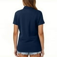 thumbnail image 5 of Womens Short Sleeve Polo Shirts Business Work Casual V Neck Collared Tops Button Down Loose Fit Tees Shirts Navy XXL, 5 of 5