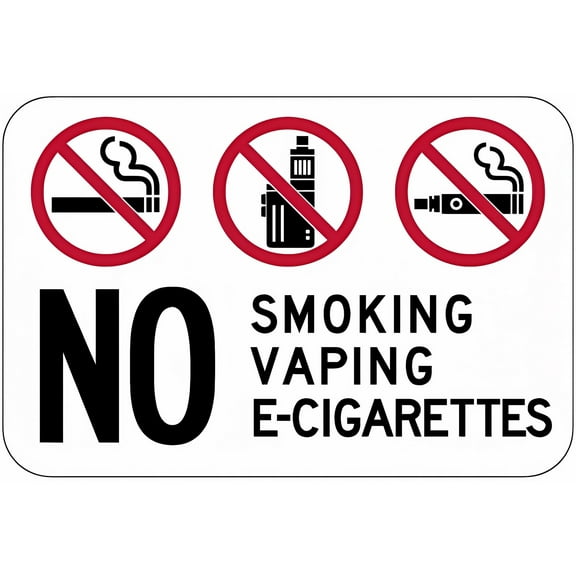 No Smoking Vaping or E-Cigarettes Sign - 8"x12" Aluminum Metal Sign, Indoor Outdoor Use