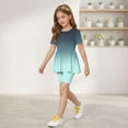 thumbnail image 4 of Grblisyd 1-13Y Tween Girl Clothes 2 Piece Short Sleeve Gradient Ruffle Hem Top and Biker Shorts Teen Girl Summer Outfits Short Set, 4 of 6
