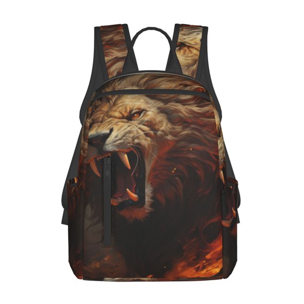 Balery Cool Flame Lion A Mochila Ligera para Hombres y Mujeres – Resistente y Impermeable, Ideal para la Escuela, el Trabajo, los Viajes y el Uso Diario