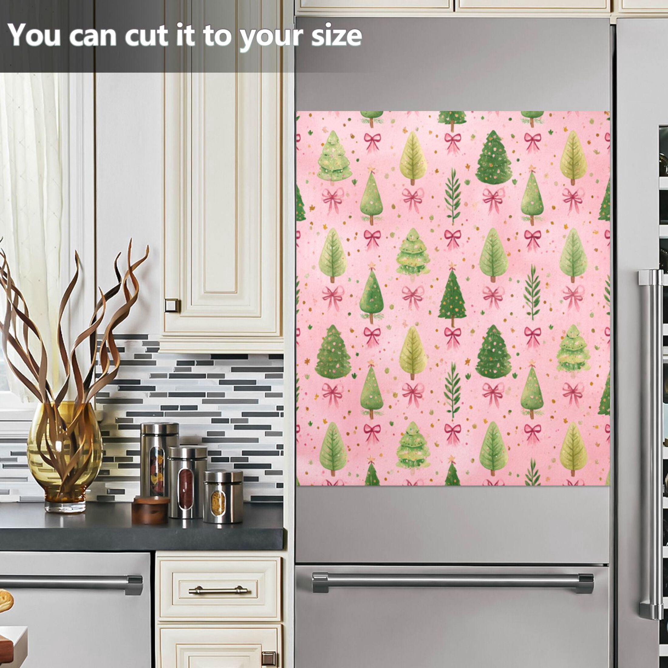 Dishwasher Magnetic Refrigerator Magnet Cover Sticker Home Decorative 23"x26" Cute Christmas Tree Pattern