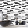 thumbnail image 3 of czcpp-Peel and Stick Backsplash \u2013 Wall Tile for Kitchen Backsplash 12"x12" 3D Adhesive Backsplash Tile for Kitchen, Bathroom 3D Wall Panels (4 Sheets, Black), 3 of 4