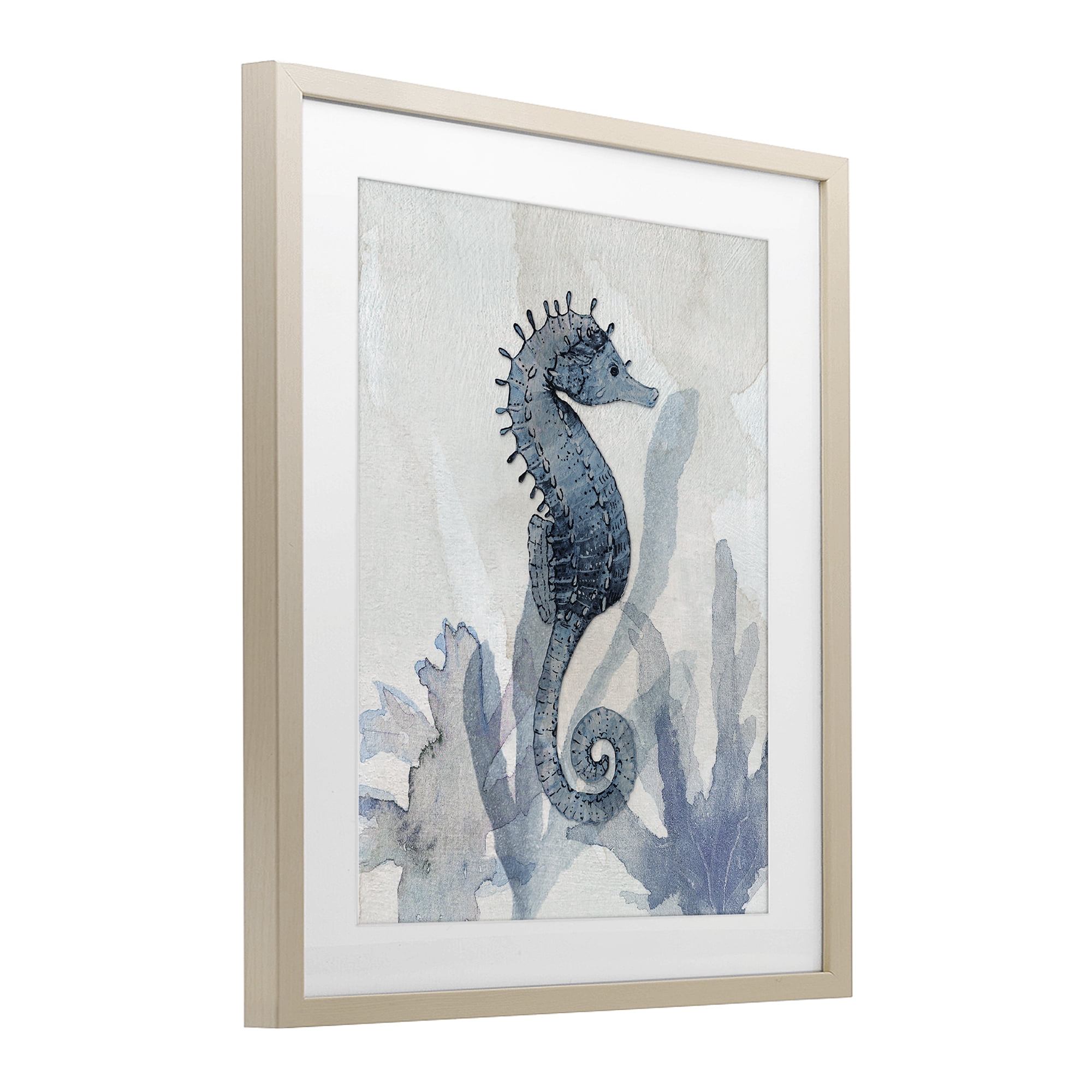 Stupell Industries Seahorse & Seaweed Impressions Birch Framed Print Under Glass, design by Susan Jill