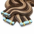 thumbnail image 5 of MY-LADY Body Wavy Tape in 100% Real Human Hair Extensions Curly Balayage Hairpiece Skin Weft 20PCS US 16" #4P27 Medium Brown & Dark Blonde, 5 of 10